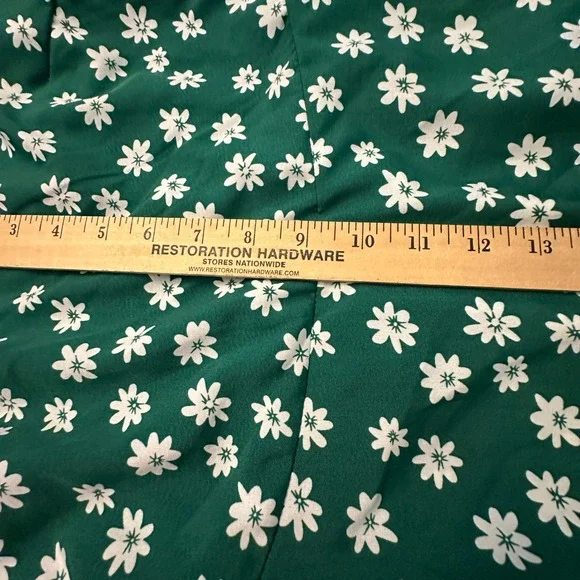 Green Floral Dress Tie Strap Smocked Sundress Summer Mini‎ Dress - Picture 9 of 14